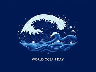 Naklejka premium World's Ocean Day greetings card design