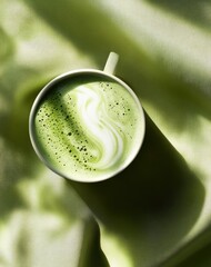 Matcha Latte, Zbliżenie, Tekstura, Kawa, Zielony Napój