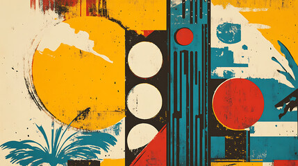  A vintage-style poster promoting a local lottery with bold, colorful graphics (1)