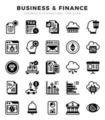 Set of simple Lineal Filled Business & Finance Icons. Lineal Filled art icons pack.