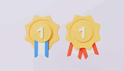 Winner medal with star and ribbon, Quality guarantee of product champion award