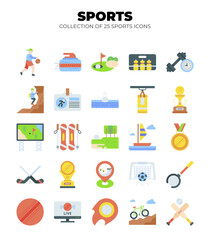 Collection of 25 Sports Icons. A Vibrant Visual Guide to Various Sports and Fitness Activities