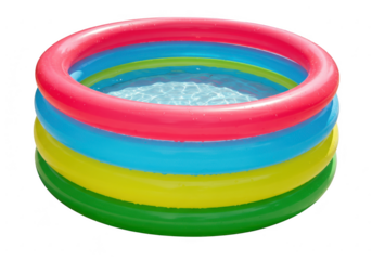 Colorful inflatable kiddie pool isolated on transparent background
