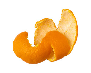 Fresh orange peel isolated on transparent background