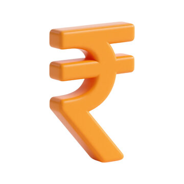 3d render of orange indian rupee symbol