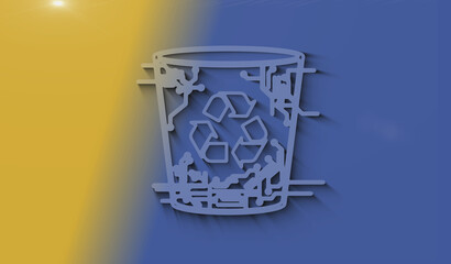Trash and delete bin symbol digital concept 3d illustration