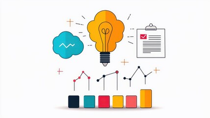 Colorcoded mind map with strategic marketing keywords, visual thinking in marketing strategy