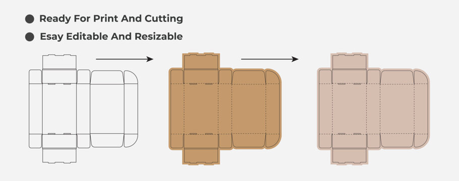 Kraft Mailer Box Packaging Die line and die cut Mailer box die line template, vector design print ready tamplate