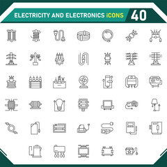 Electricity And Electronics icon collection, with editable stroke. Electricity And Electronics thin line icon set. Vector illustration.