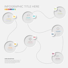This versatile timeline infographic template provides a clean design for presenting chronological data. Use this timeline infographic to showcase history, milestones, or future plans effectively.