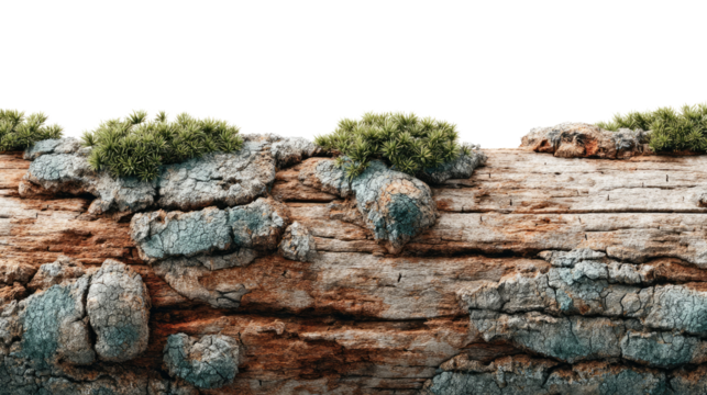 Weathered Log with Moss: Captivating detail of a weathered log, adorned with delicate moss, evokes the textures and colors of nature. Perfect for illustrating themes of growth, decay.
