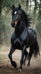 Obraz premium gorgerous beautiful black unicorn in natore