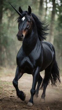 gorgerous beautiful black unicorn in natore