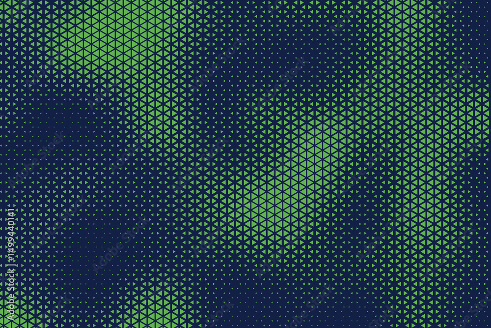 Fototapete Abstract background with blue and green, triangle dots. Triangle halftone geometric background. Halftone triangular retro 80s pattern. Minimal style retro dynamic wallpaper.	