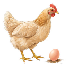 Fototapeta premium Light brown hen with a single egg in nest