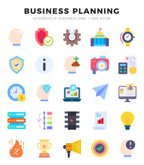 Business Planning icons set. Collection of simple Flat web icons.