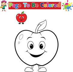 Cute Smiling Apple Coloring Page for Kids Printable Fruit Activity

