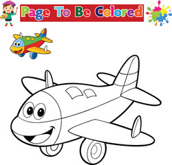 Smiling Airplane Coloring Page for Kids Printable Travel Activity Sheet

