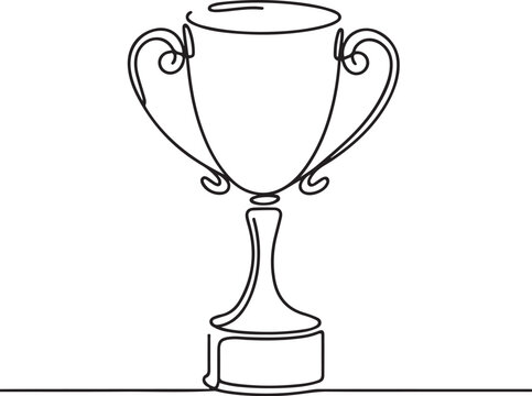 Elegant single-line drawing of trophy symbolizing success and achievement