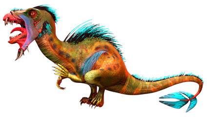 3D Rendering Alien Dinosaur on White