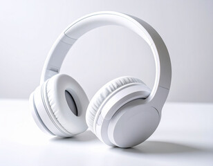 Stylish white wireless headphones showcased on a minimalist surface for modern audio enthusiasts and tech lovers