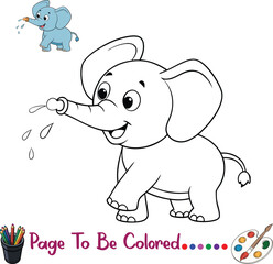 Cute Elephant Coloring Page for Kids Printable Jungle Animal Activity

