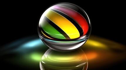 Abstract Colorful Glass Sphere on Reflective Surface
