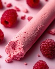 Różowy sorbet malinowy w formie rolki
