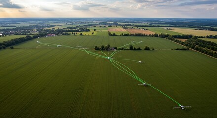 Automated agriculture coordinated flying field work