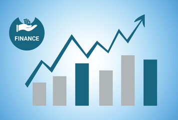 Obraz premium Business Finance Growth Chart with Arrow – Financial Data Analysis Bar Graph Vector.