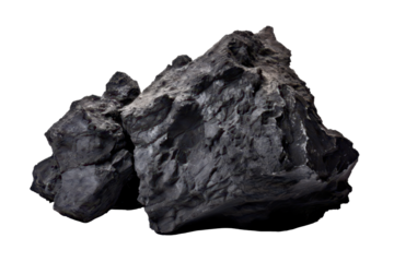 black stone coals isolated on white or transparent png