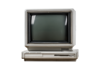 very old tv or computer monitor isolated on white or transparent png