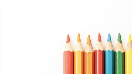 Colorful pencils arrangement on a bright background for creative projects and artistic expressions