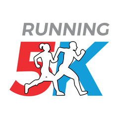 Running men and women logo design, running logo.