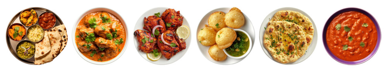 Fototapeta premium PNG Delicious Indian cuisine variety, element set on transparent background