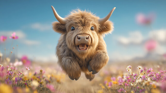 playful calf, AI generated