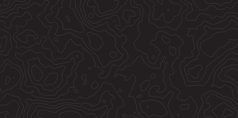 Abstract Topographic map design with Seamless pattern with lines on black background. geographic contour map paper texture. Retro topographic map. geographic mountain relief. terrain path isolated 