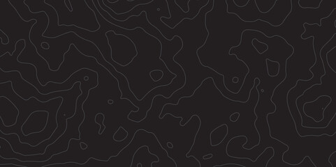 Abstract Topographic map design with Seamless pattern with lines on black background. geographic contour map paper texture. Retro topographic map. geographic mountain relief. terrain path isolated 