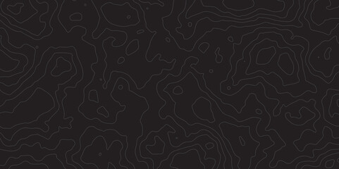 Abstract Topographic map design with Seamless pattern with lines on black background. geographic contour map paper texture. Retro topographic map. geographic mountain relief. terrain path isolated 