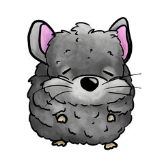 Chinchilla cartoon isolated illustration, sleepy chinchilla animal