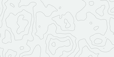 Abstract grey Topographic map design on white background with Seamless pattern with lines. geographic contour map paper texture. Retro topographic map. geographic mountain relief. Vector.Illustration.