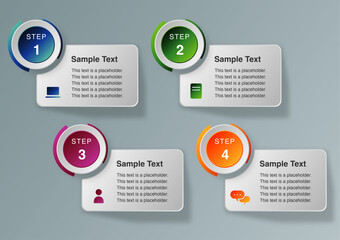 4 Step Business Process Infographic with Icons and Text