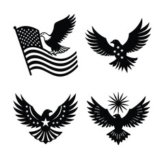 Soaring Eagle with Fireworks and Flag – Independence Celebration Silhouette