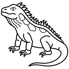 Fototapeta premium Volcano Iguana line art vector