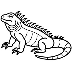 Fototapeta premium Volcano Iguana line art vector