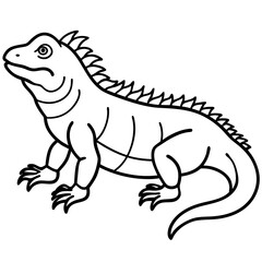 Volcano Iguana line art vector