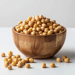 Roasted chickpeas in a wooden bowl