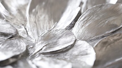 Silver Leaf  Close-Up Art. Delicate and Reflective Metallic Design.