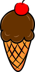 ice cream cone with cherry