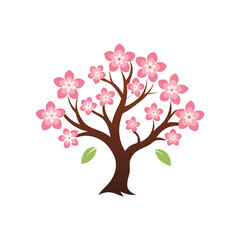 Flat and Minimal cherry blossom tree logo vector illustration isolated on white background